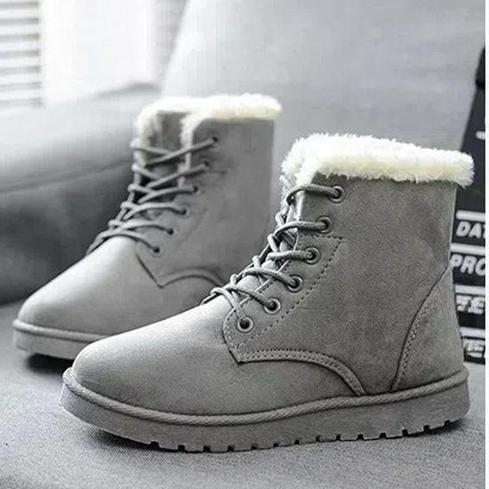 Dam Vinter Plysch Bomull Ankelstövlar - Tjocka, Varma, Casual Martin Stil