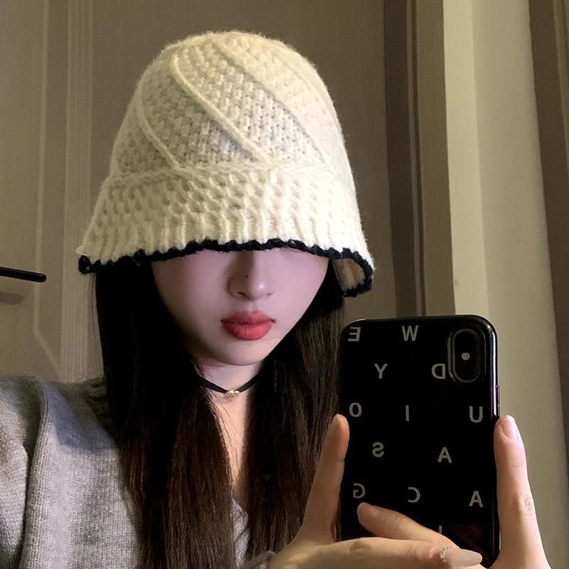 Fisherman's Hat Children's Autumn and Winter Literary Fan Knitted Wool Hat Student Warm Versatile Bucket Basin Hat
