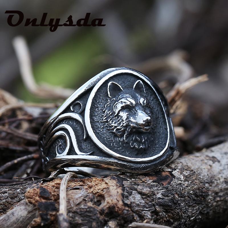 Dropshipping Viking Nordic Wolf Men Ring Animal Defense Totem Wolf Fashion Hip Hop Rock Unisex Finger Ring Punk Gift V237 7