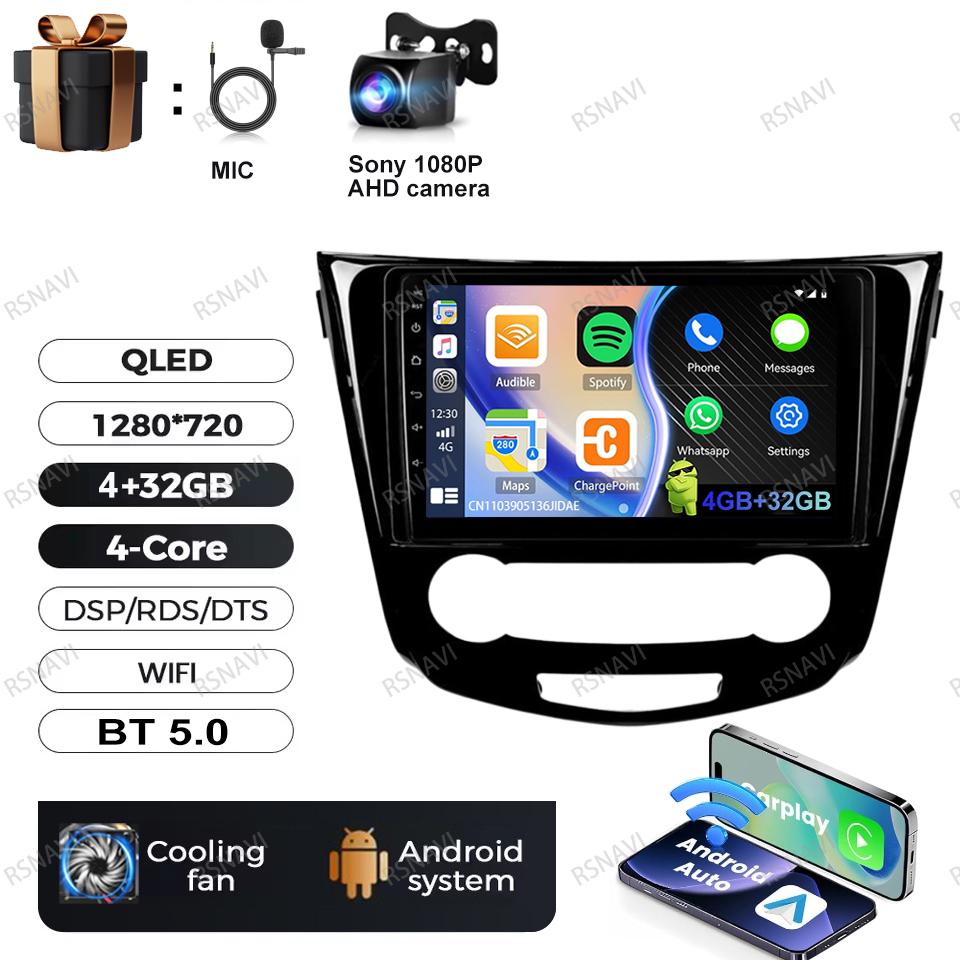 Car Radio Android 16 For Nissan Qashqai 2 J11 X-Trail T32 Rogue 2013-2021 Head Unit GPS Wireless Carplay Auto Autoradio DVD QLED