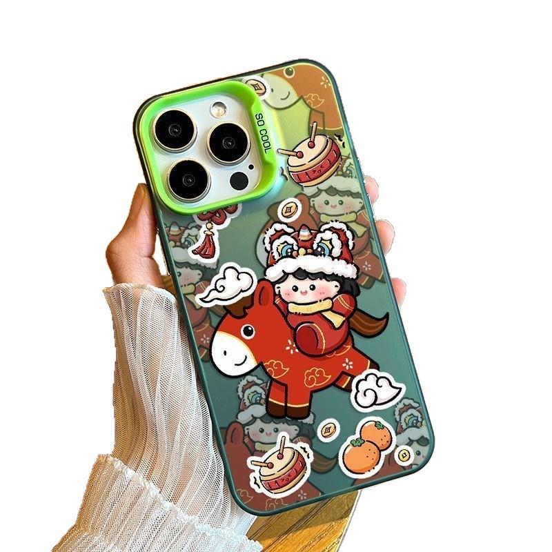 New Year Horse Design Silver IMD15PRO Drop Protection Phone Case for Apple 17PROMAX, Couple Style