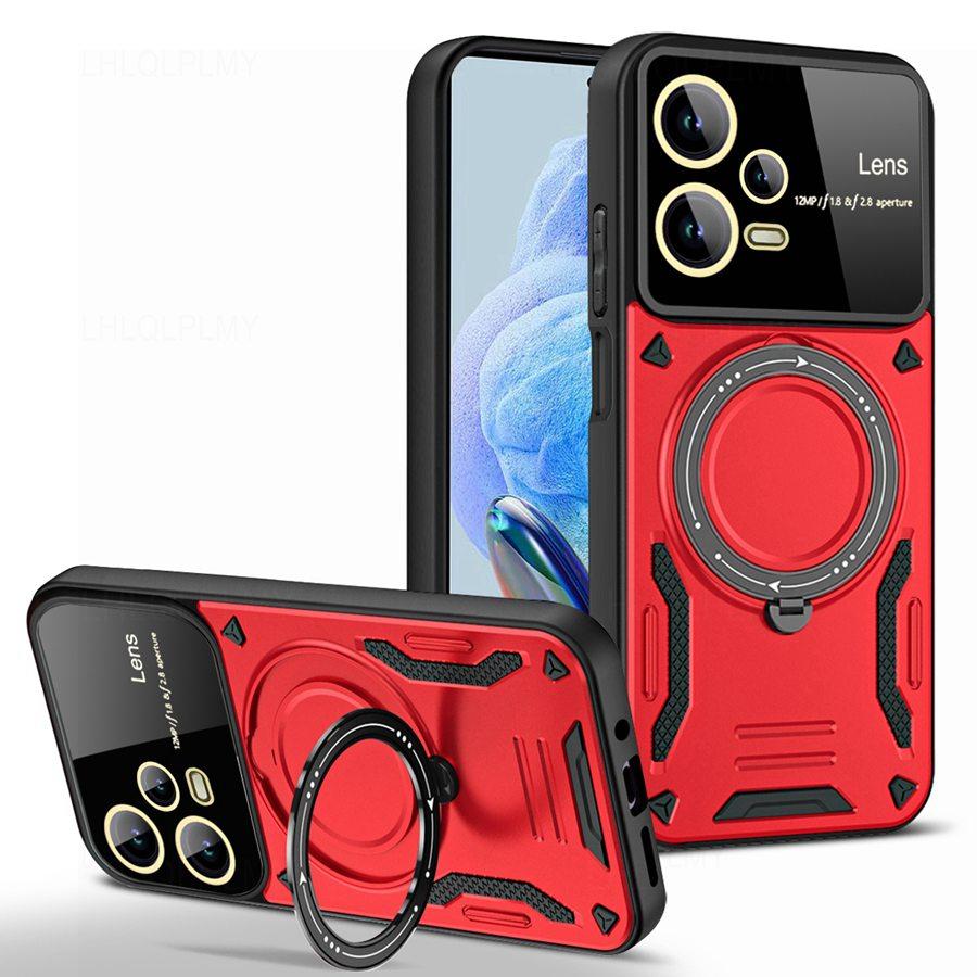 Rotating Bracket Big Lens Protection Cover For Xiaomi Redmi Note 14 10 11 12 13 Pro 5G 15 13T 15T 14T Poco F8 M8 C85 X7 C75 14C 13C 15C Armor Case