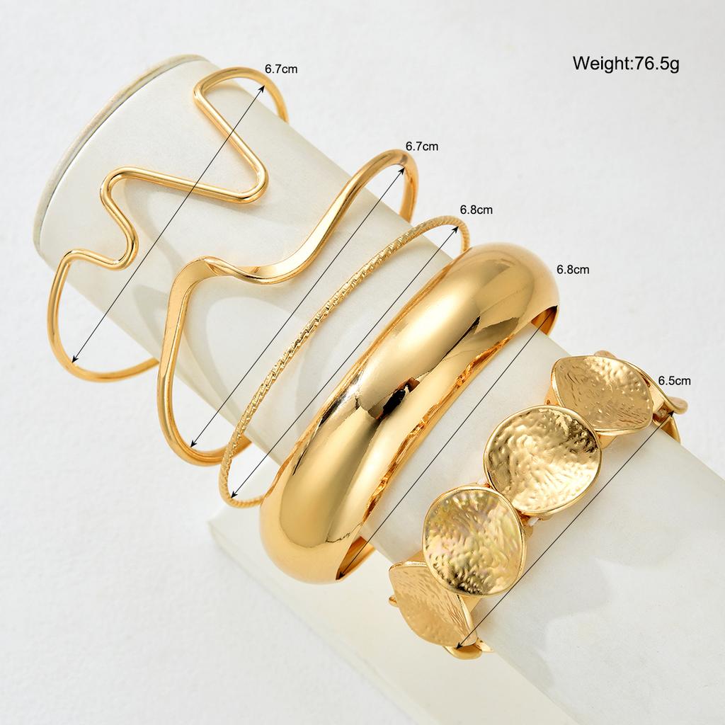5pcs Irregular Geometric Wave Knot Bangle Set for Women Vintage Boho Gold Color Round Bracelet Trendy Daily Wear Holiday Jewelry