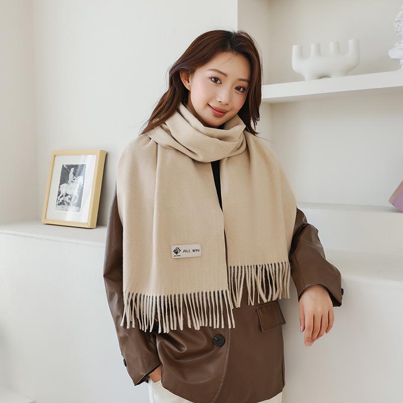Luxurious Women's Cashmere Wool Scarf: Versatile Solid Color Shawl for Autumn and Winter