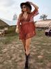 Stylish V-Neck Lace Embroidered Bikini Cover-up with Sun Protection