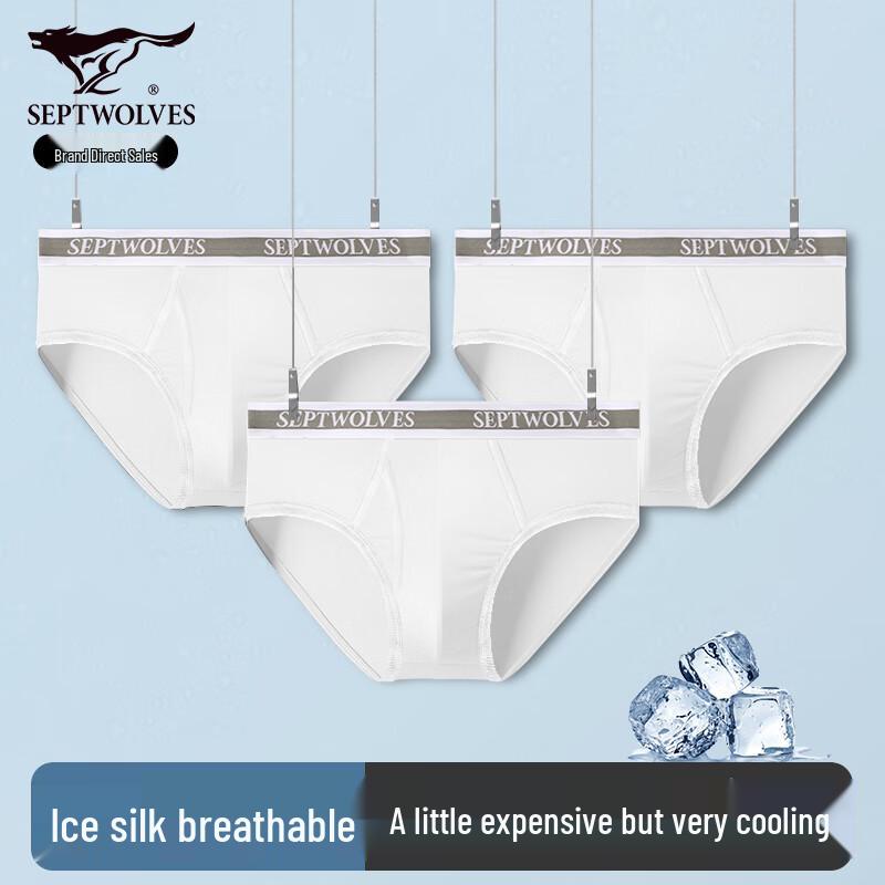 Qipilang Men's Ice Silk Breathable Seamless Mid-Waist Briefs