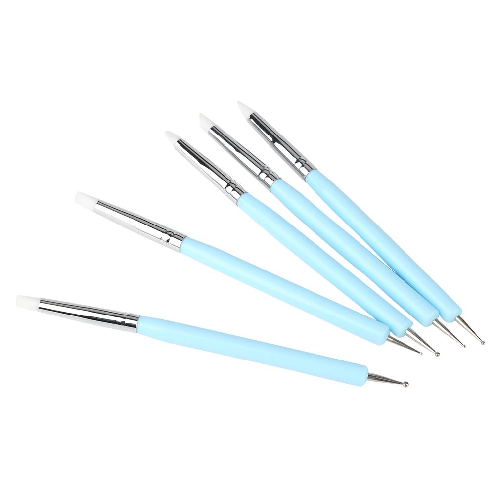 5pcs Silicone Clay Sculpture Tools Double Head Ball Stylus Sculpting Modeling Tool (Blue)