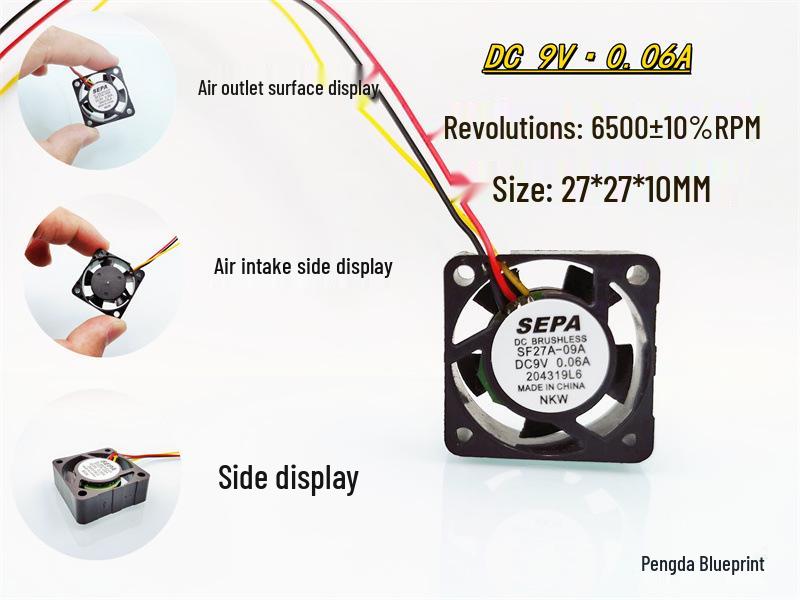 Silent SF27A-09A 9V Micro Hydraulic Speed Sensor, 0.06A, 27x27x10MM, 2.7CM Custom Plug or Wire Length Upon Request