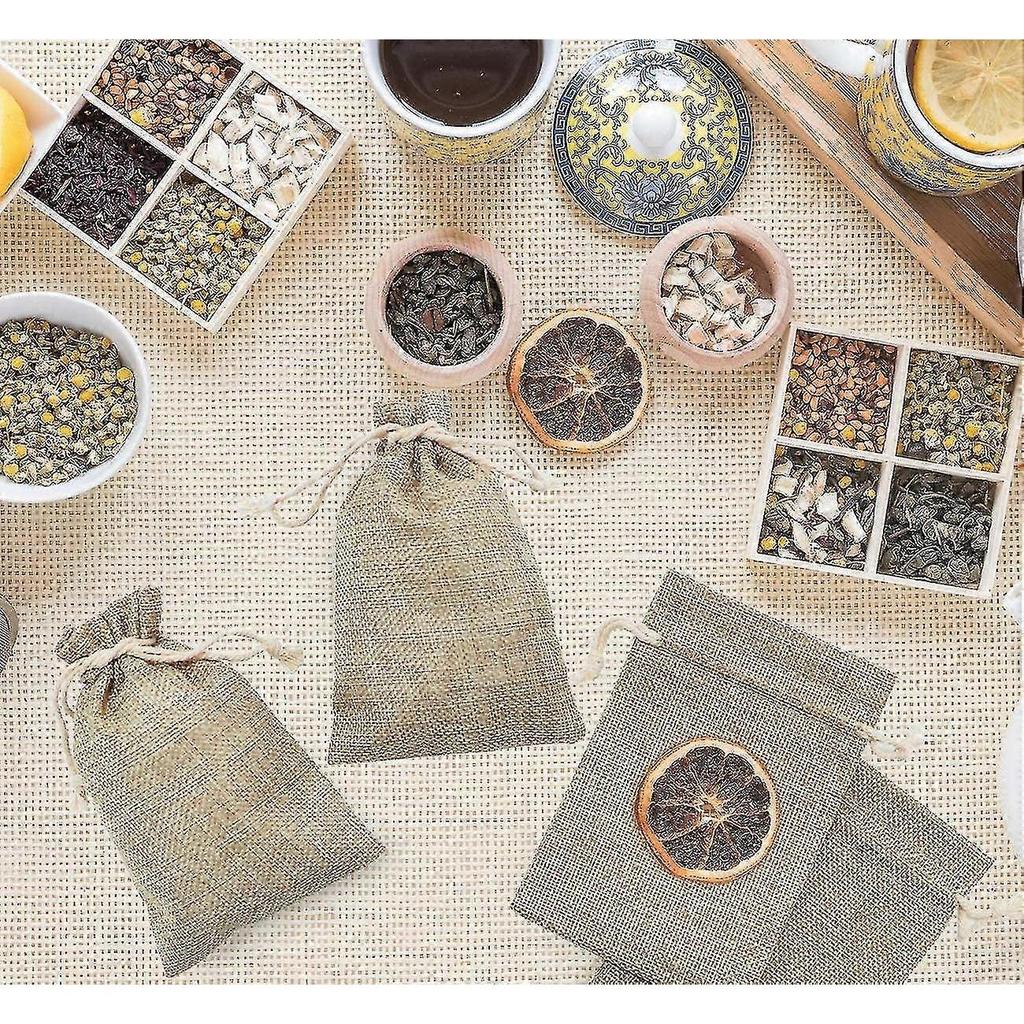 30 Pack Burlap Bag, 5 Color Burlap Bag With Ribbon Drawstring, Reusable Linen Bag For Wedding Jewelry Storage H