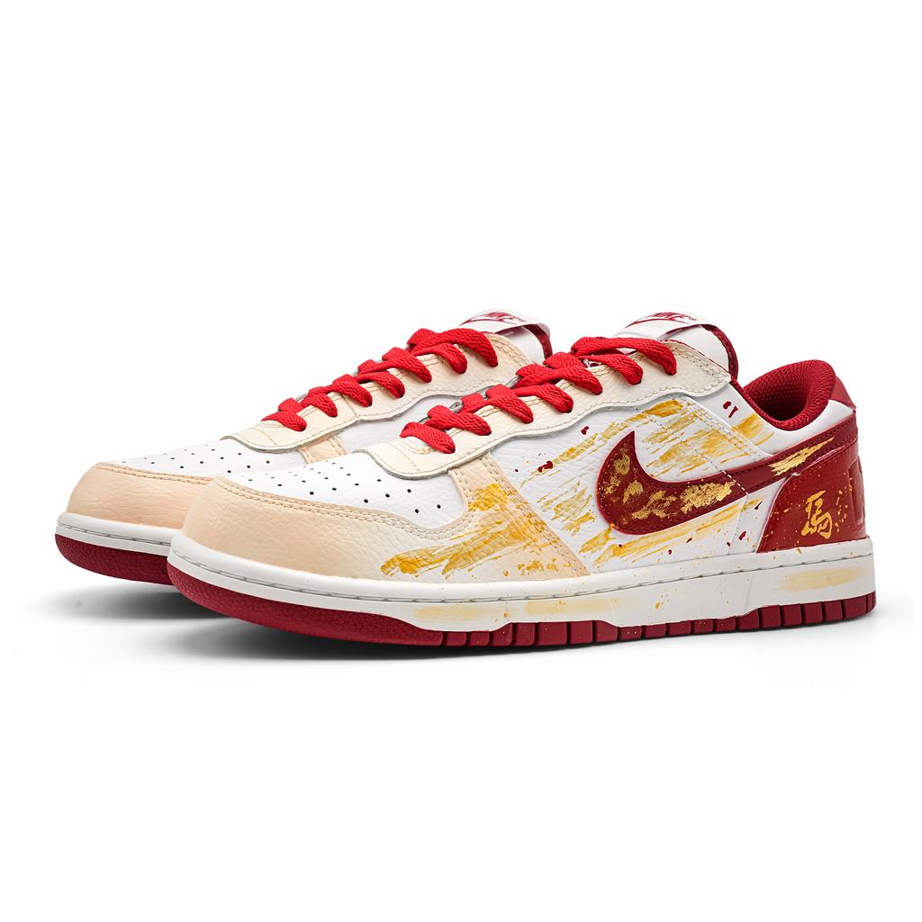 Nike Big Abrasion Resistant Breathable Low top Skateboard Shoes Men's Gold 355152-150