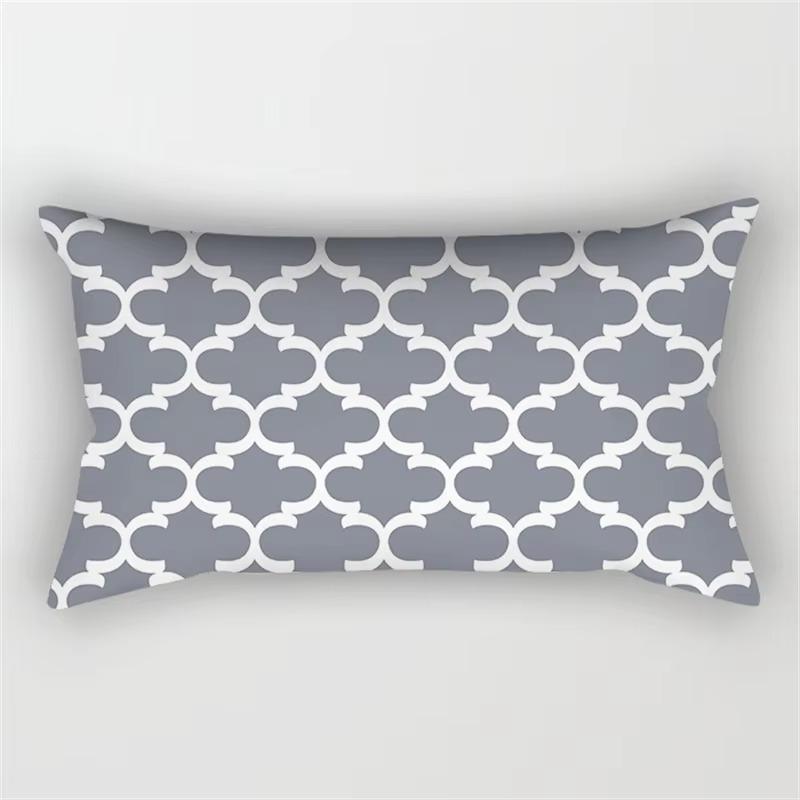 Patchwork Grey Geometric Pattern Print Decoration Bedroom Living Room Office Waist Support Home Rectangular Pillowcase