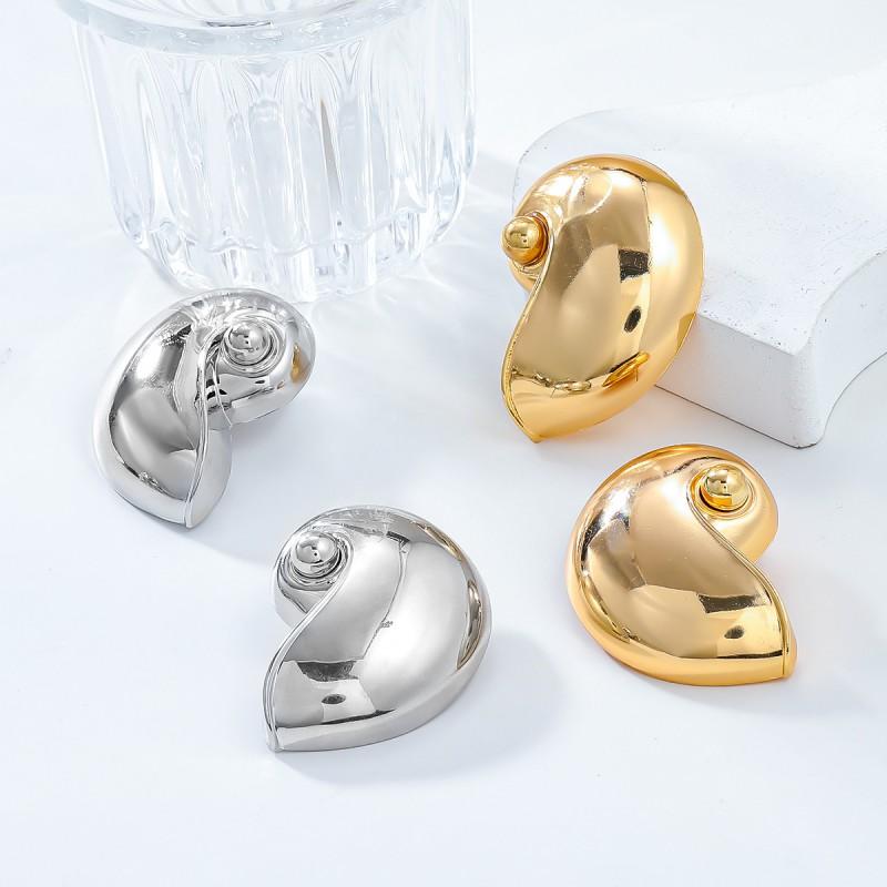 Large Shell Earrings Women Alloy Gold Plated Statement Earring Ins Trendy Fashion Jewelry
