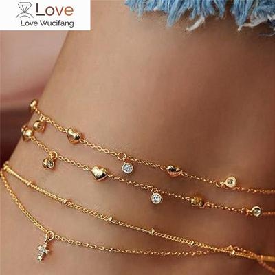 Huitan Exquisite Set Anklets Women Barefoot On Leg Chains Jewelry Daily Wear Party Summer Beach Ankle Bracelet Accessories