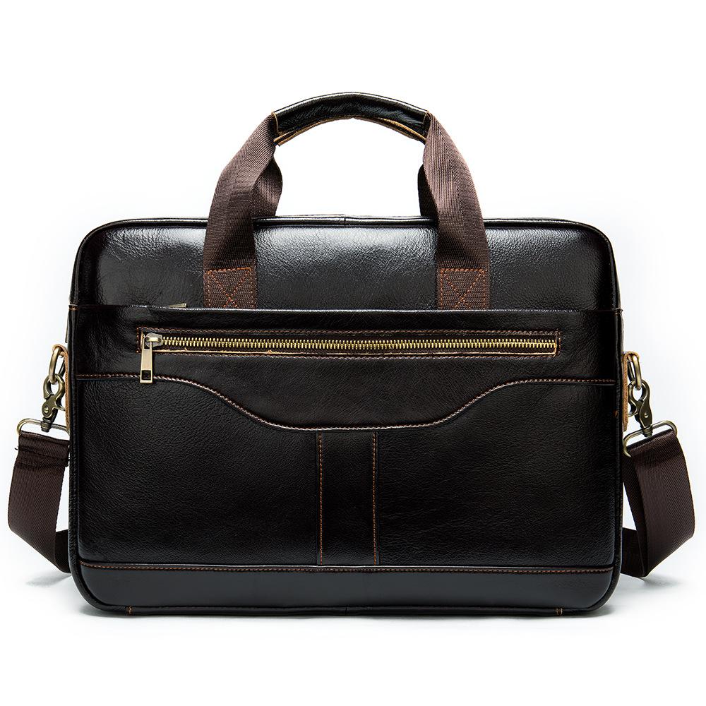 Men's Genuine Leather Briefcase Business Crossbody Bag Vintage Head Layer Cowhide Laptop Bag