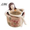 Decorative Tea Steeper for Lovers Bathing Girl Infuser Loose Leaf Tea, Fine Mesh Strainer, Creative Resin Personalized Accessory Sitting Figure Filter