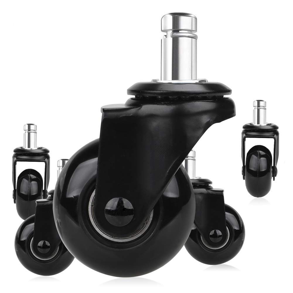 

8T8 Polyurethane Chair Replacement Quiet Suitable for Holes 11mm Diameter of Caster, Insert-Type Wheel, 360-Degree Rotation, Caster, Operation, чорний