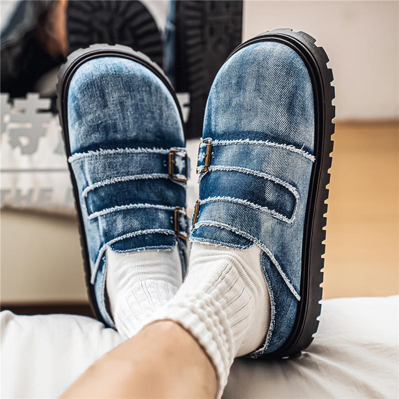Denim Mules Man Slip On Flats Half Shoes for Men Open-back Loafers Flat Sneakers Backless Casual Shoes Summer Slide Sandals 2026