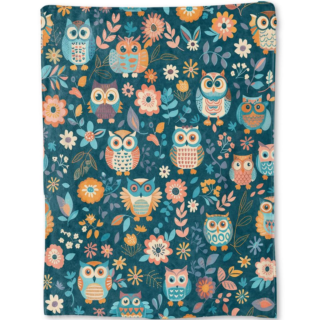 Cartoon Owl Flannel Blanket Cute Blanket Air Conditioning Blanket Nap Blanket Flannel Blanket