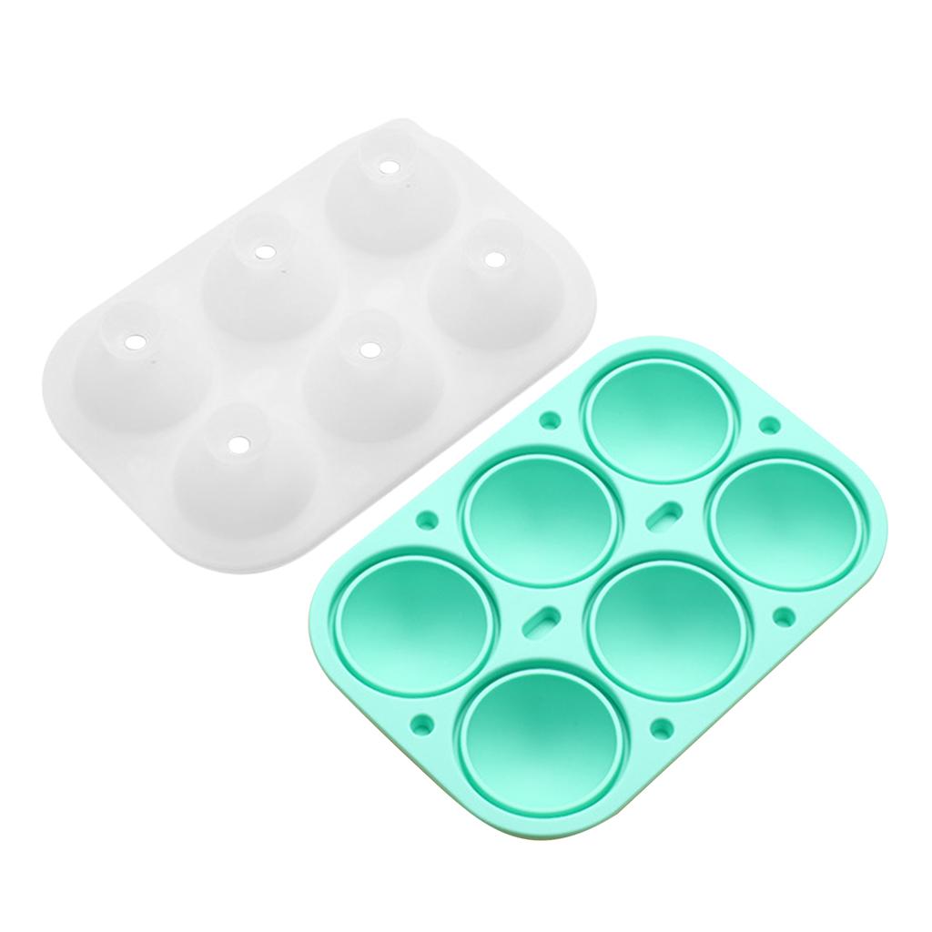 6 Grid Ball Shaped Ice Cubes Mold Safe Silicone Ice Cube Tray Molds with Lid Summer Kitchen Bar Iced Cocktail Freeze Tool