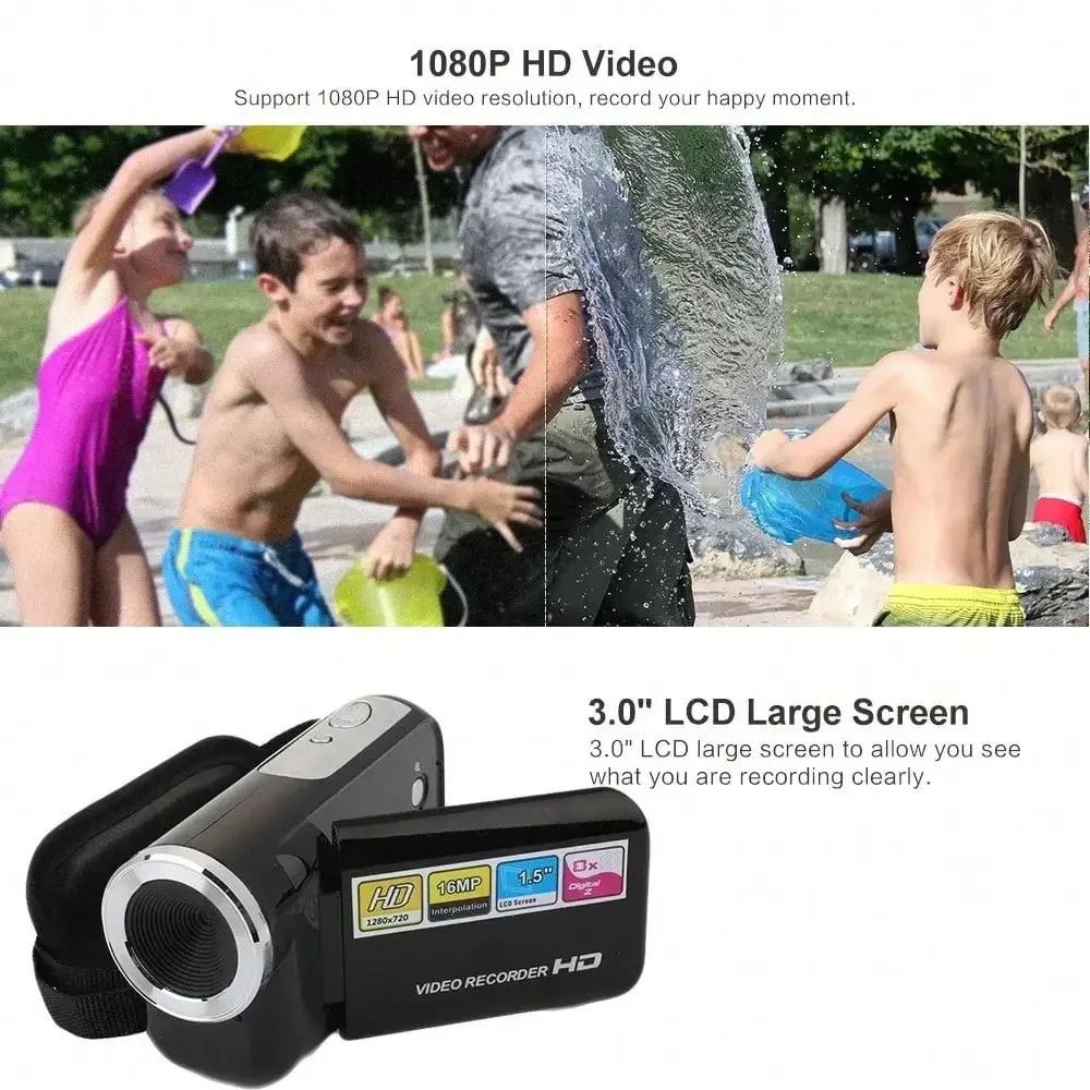 16MP Portable Camcorder with LED Flash, 16X Zoom Mini DV Camera 2 Inch Screen for Outdoor Home Recording