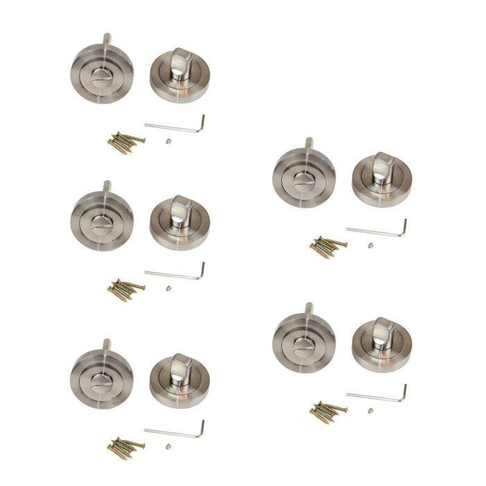 Emuca Lot De 5 Condamnations Avec Rosace Ronde Pour Portes Intérieures, Diamètre 50mm, Zamak, Nickel Satiné