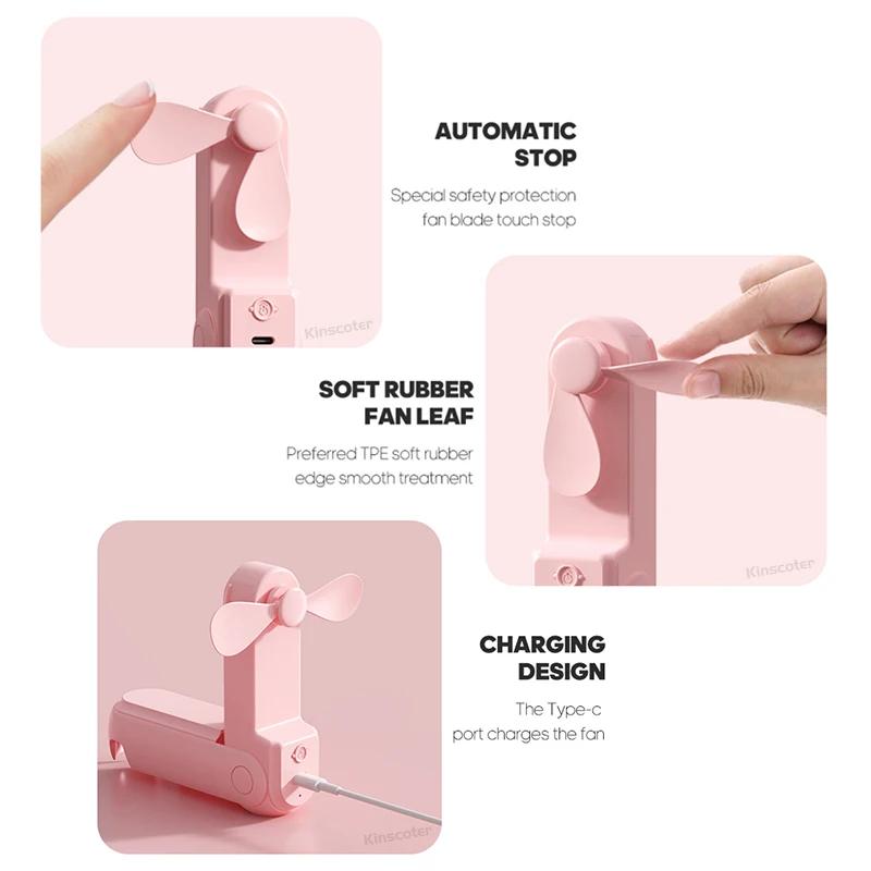 New Handheld Small Fan Portable Creative Mini Three Speed Adjustable Solid Color Charging Folded Fan LED Lighting Phone Holder