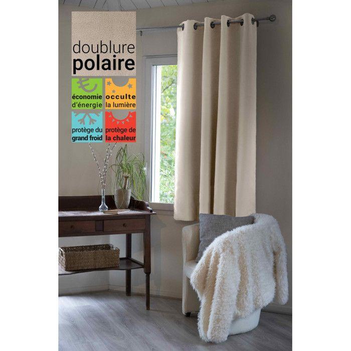 Rideau occultant et thermique doublé polaire "Inuit" toutes dimensions - Inuit Pampa - Panneau Occultant + Polaire 140 x 180 cm