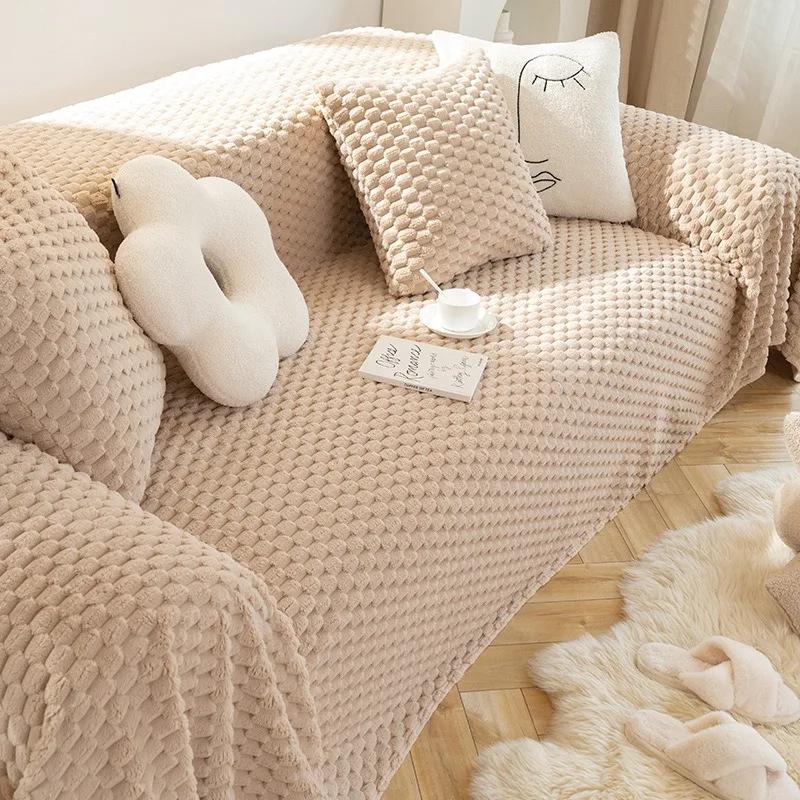 Luxury Plush Velvet Sofa Towel Soft Sofa Blanket Winter Warm Couch Cover 1/2/3 Seater Corner Couch Slipcover 180*420cm