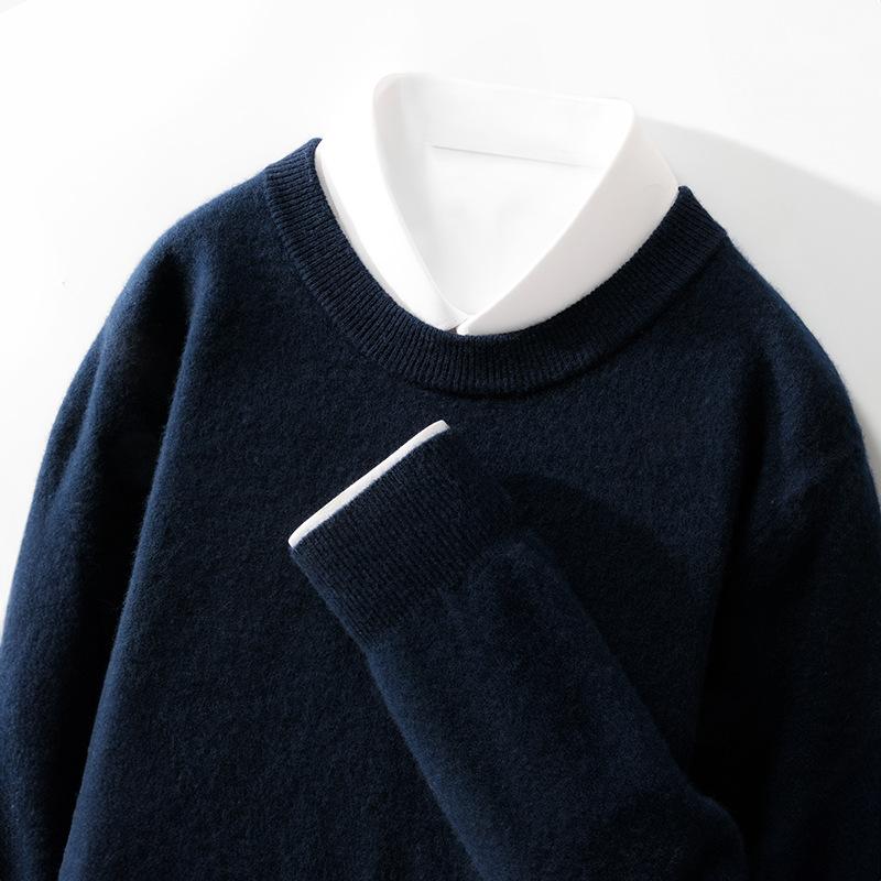 

100 Cardigan Men s Round Neck Solid Color Base Sweater Business Casual Large Size Knitted Warm Base Sweater XXXL