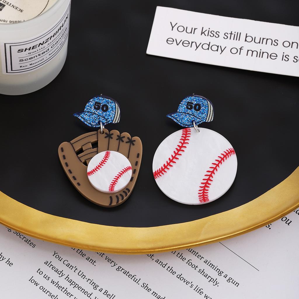 Baseball Clothes Acrylic Earrings, Light Luxury High-End Style Fashion Temperament Sports Festival Earrings