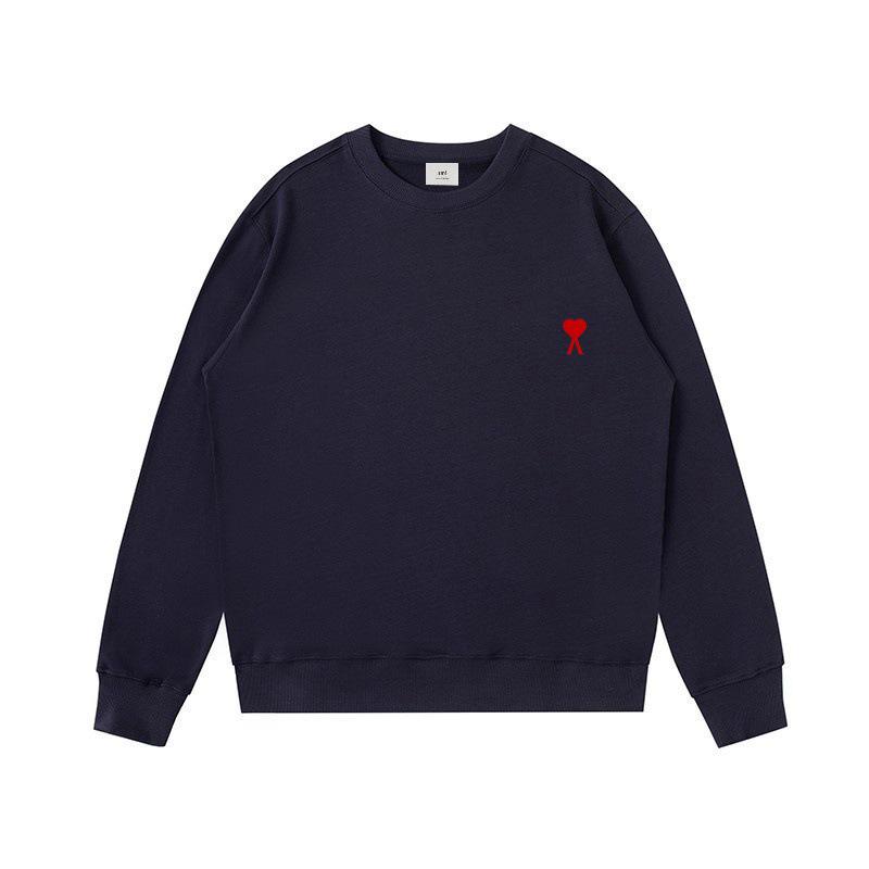 Bluza z kapturem AMI&EANM dla mężczyzn, okrągły dekolt, haftowana - Codzienna, Modna, Długi rękaw na wiosnę i jesień