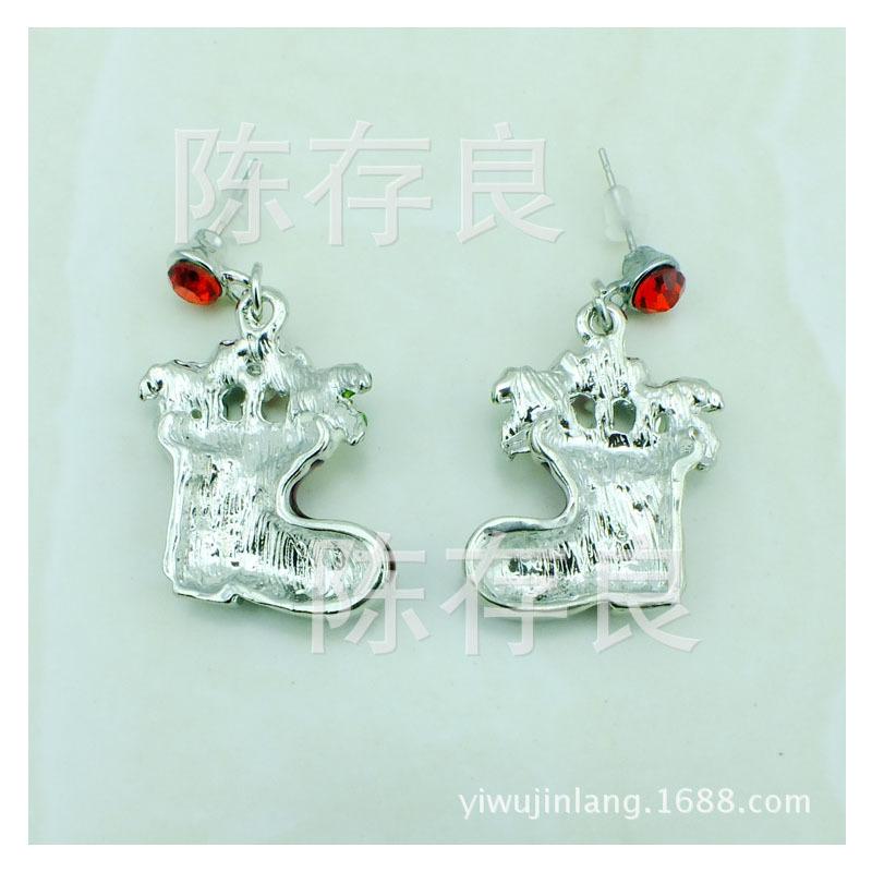 Red Enamel Christmas Earrings - European & American Fashion