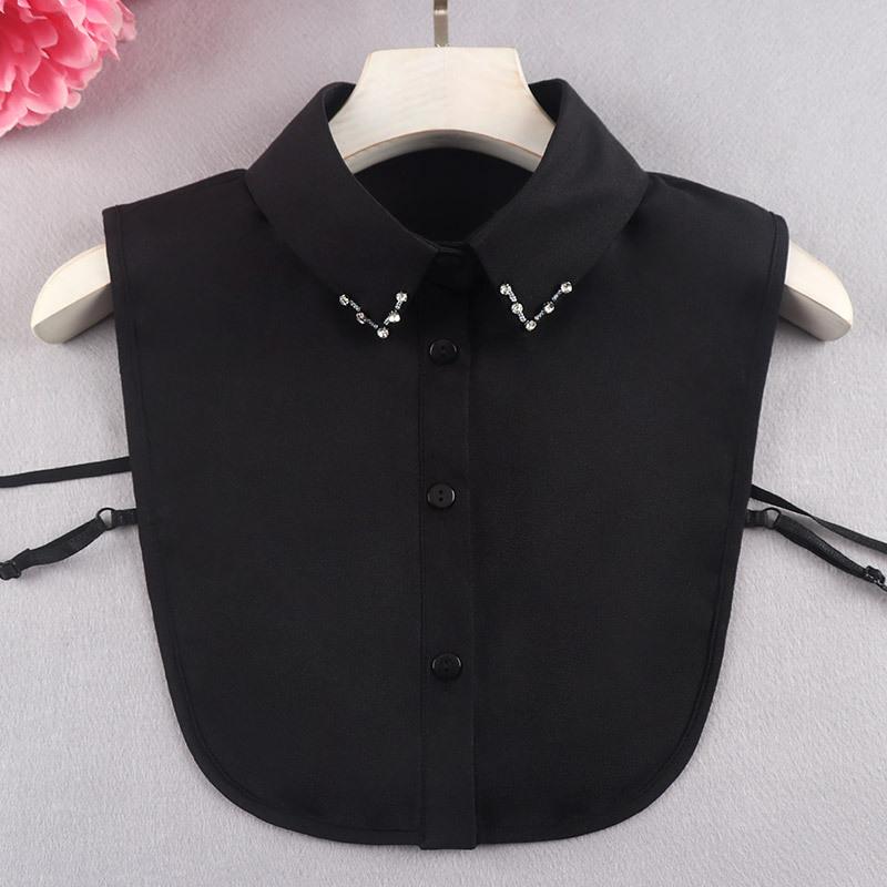 

Универсальный фальшивый воротник Женская рубашка Декоративный воротник Свитер Аксессуар Воротник рубашки Белый фальшивый воротник с бусинами