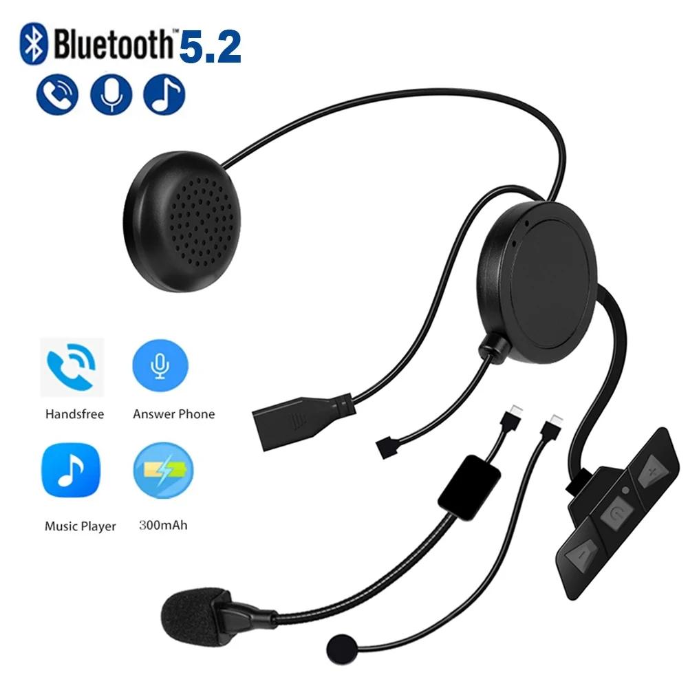 Motorcycle Helmet Headset Bluetooth 5.2 Earphone Wireless Handsfree Stereo Music Player with Mic Noise Reduction Headphone for Rider