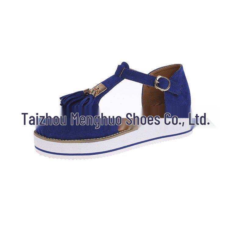 2020 Summer Tassel Buckle Strap Thick Sole Plus Size Women's Casual Sandals