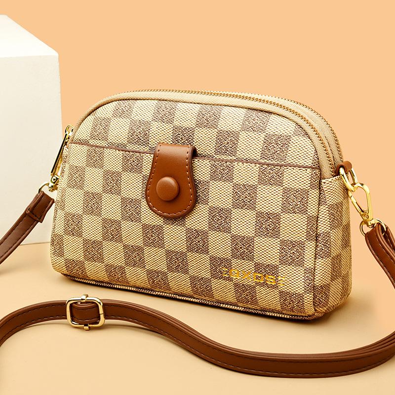 

Сумка кросбоді з текстурою шахівниці: Ретро, Універсальна, Багатошарова, Велика Місткість, Проста Модна Сумка на Плече