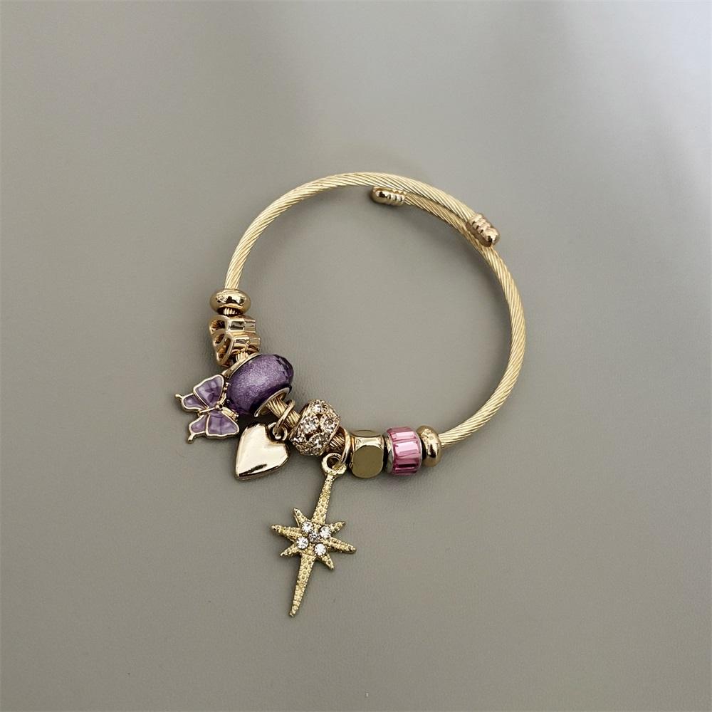 New Design Butterfly Heart Star Pendant DIY Beads Stainless Steel Women Charms Bracelets for Promotion Sale