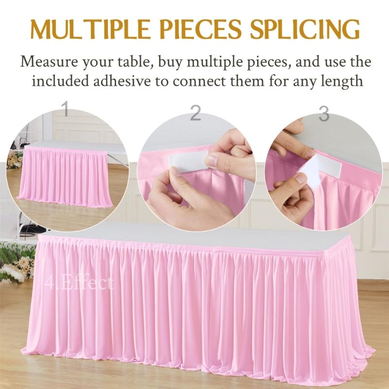 Pearls Tulle Banquets Table Cover Various Size Polyester Table Skirt Drape For Wedding Ceremony Celebration Decoration