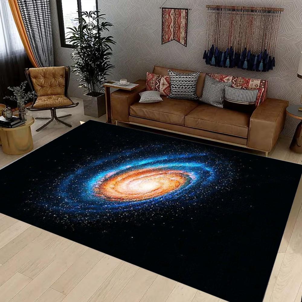 Kosmischer Galaxie Wohnzimmerteppich Spiralloch-Design Heimdeko Teppich Weiche rutschfeste Bodenmatte für Wohnzimmer Schlafzimmer