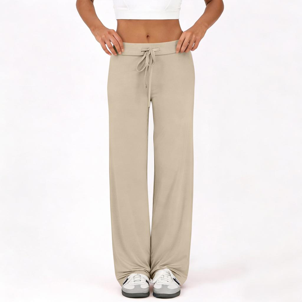 Damen Schlaghose Lässige Kordelzug Elastischer Bund Bequeme Schlaghose Yoga Lose Hose