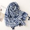 Exotic Retro Ethnic Style Blue And White Porcelain, Navy Blue Rendering, Silk Scarf, Long Braid, Whisker, Cotton And Linen Hand Feel Scarf
