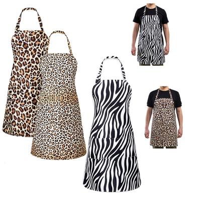 Stylish Leopard Print Apron Kitchen Cooking Accessories Apron Adjustable Neck Strap Easy Wash For Home Beauty Salon Use