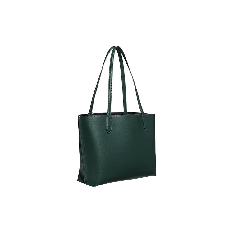 COACH Willow Polished Pebbled Leather Tote Bag, Shopping Bag, Handbag, Shoulder Bag Large Women's Forest Green C0689-V5FOR