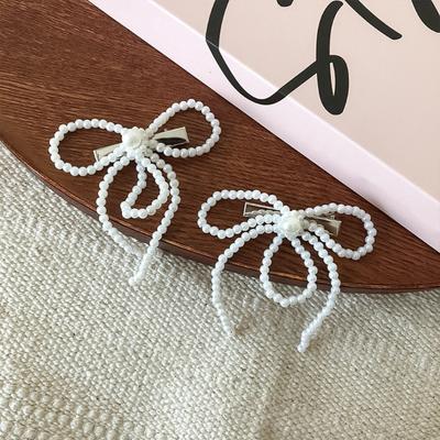 Fermaglio per capelli a farfalla con perle artificiali Fermaglio per capelli a fiocco dolce Strumento per acconciatura per capelli sottili Acconciatura coreana