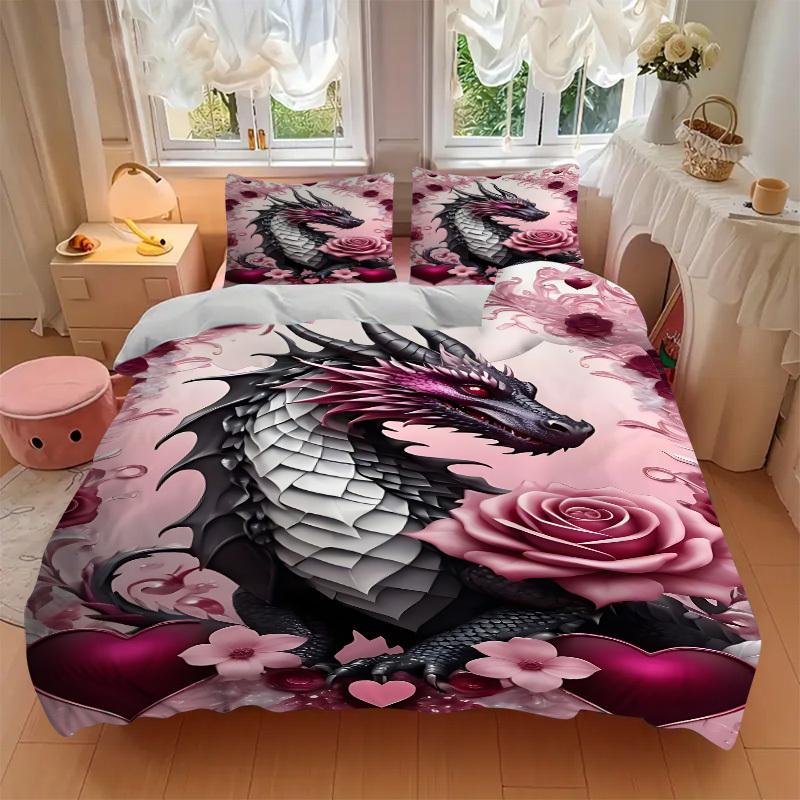 3pcs Dragon Art Duvet Cover Set, Soft Comfortable Duvet Cover,Guest Room (1*Duvet Cover + 2*Pillowcase, Without Core) yy251104131