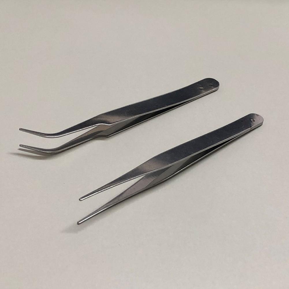 2pcs Tweezers Tip Tweezers Anti-magnetic Curved Straight
