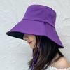 Double Sided Solid Color Flat Top Leisure Large Eave Fisherman Hat Lightweight Shading Foldable Detachable Windproof Rope