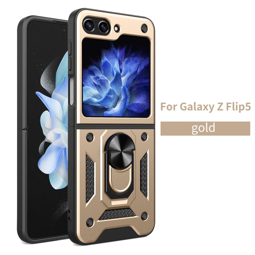 For Samsung Z Flip5 Case Galaxy Z Flip6 Cover Z Flip 7 6 5 Magnetic Ring Holder Armor Phone Case Slide Camera Protect Back Cover
