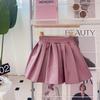 Girls' Spring & Autumn Leather Jacket & Pleated Skirt Set - BCA389