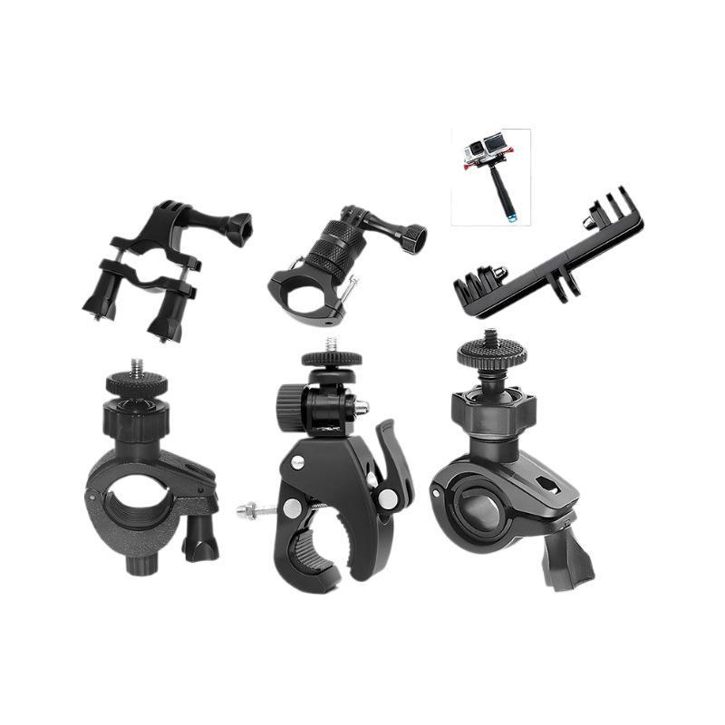 Braçadeira de metal em formato de O para câmera esportiva GoPro para bicicleta e motocicleta com suporte horizontal de cabeça dupla de 360°.